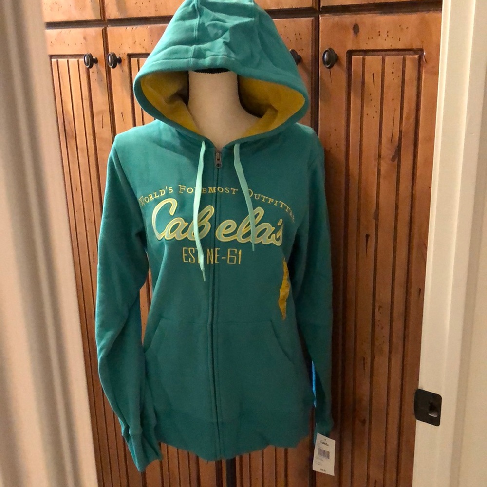New! Cabela’s teal zip up hoodie , w/pockets